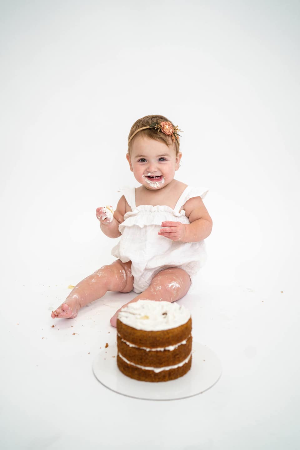 First birthday portrait with simple studio styling during a Vacaville photo session.